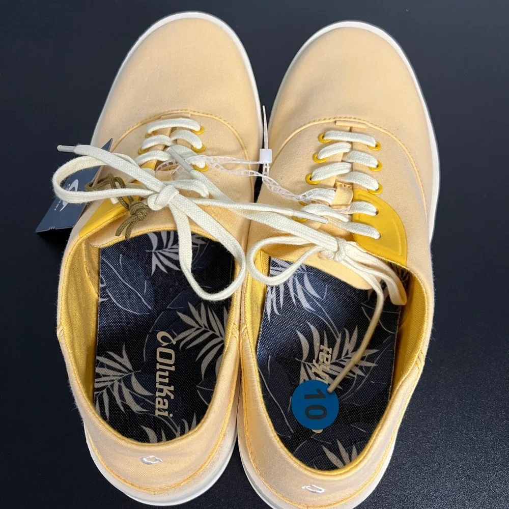 OluKai Tradewind Mens Solar Glow Yellow Canvas Sneakers 10533-LXLX Size 10 NEW